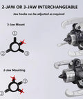 2-jaw or 3-jaw interchangeable mount for Pro-Grade 50 Ton Hydraulic Split Bearing Puller Set With Hand Pump, durable construction.