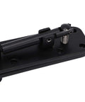 Concealed Pivot Hinge For Secret Doors And Bookcases, Built To Last Heavy Duty 570Lb Load Bearing, black hinge close-up view.