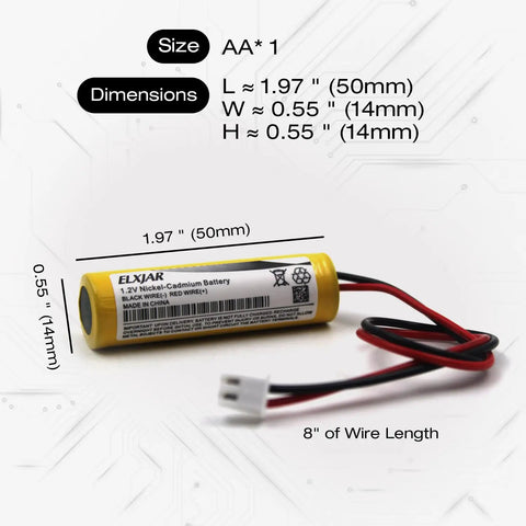5 Pack 1.2V 800mAh Ni-Cd AA Battery Replacement For Unitech And Lithonia Exit Sign Emergency Lights with 326EC Connector