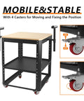 Heavy Hitter Rolling Planer Stand Holding 550 Lb Load Capacity Height Adjustable Miter Saw Table With Extension Rollers, mobile cart with casters.