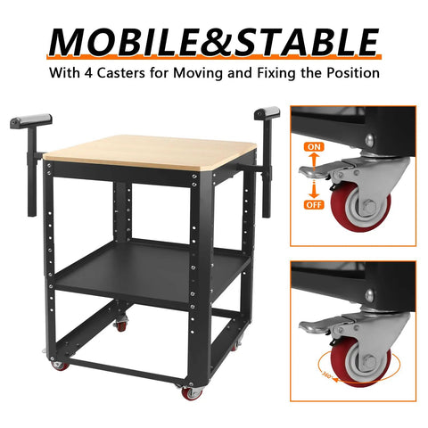 Heavy Hitter Rolling Planer Stand Holding 550 Lb Load Capacity Height Adjustable Miter Saw Table With Extension Rollers, mobile cart with casters.