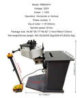 Heavy Duty Electric Ring Roll Bender For Steel Fabrication, 220V 1.1kW Motor With Reversible Foot Switch, side view dimensions and controls.