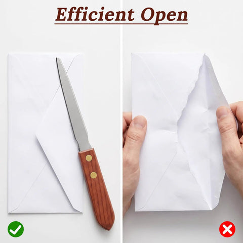 Two Pack Letter Openers With Wood Handle And Stainless Steel Blades For Grab And Go Envelope Slitters demonstration