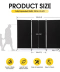 Diagram showing dimensions of Six Foot Tall Three Panel Privacy Screen Folding Room Divider Freestanding Black Wall Partition