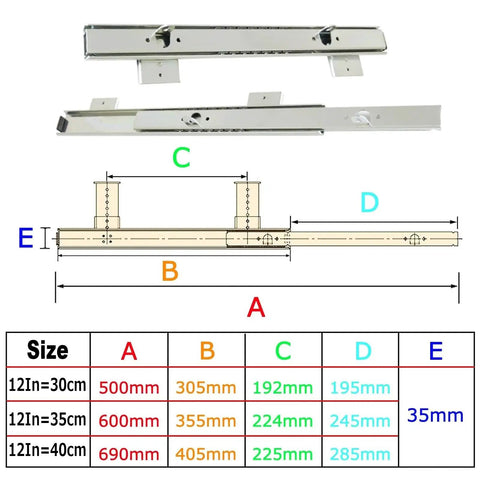 Heavy Duty Keyboard Shelf Slides For Under Desk Setup With Adjustable Height Bracket And Ball Bearing Extension Rails 35cm size guide