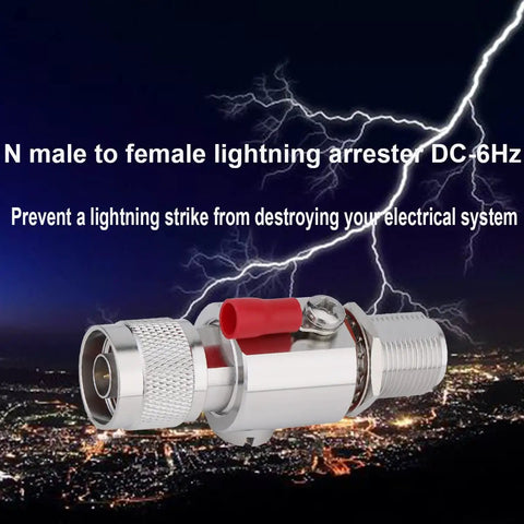N Type Lightning Arrestor 0-6 GHz 50 Ohm Bi-Directional Protection N-Male N-Female against stormy sky with lightning