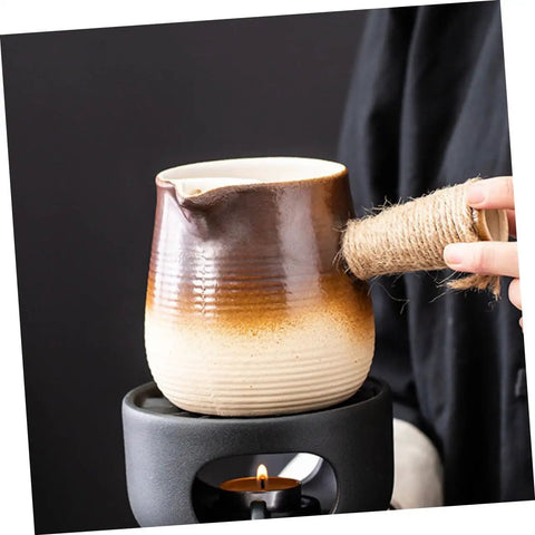 Turkish Coffee Pot Ceramic Milk Pan With Pour Spout Heat-Resistant Coarse Pottery For Tea And Coffee Elegant Gradient Design