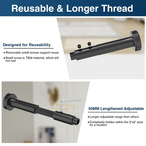 Detailed view of 20 Pack Black Swageless Invisible Cable Railing Kit With T316 Stainless Steel Reusable Fittings For One Eighth Inch Cable.