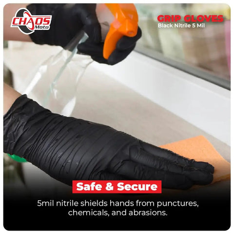 Heavy Duty 5 Mil Nitrile Gloves Latex Free Powder Free Micro Textured Grip For Repair Cleaning Painting And Chemical Work One Box Of 100 Large in use