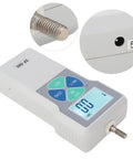SF 500 500N Digital Force Tester Push And Pull Dynamometer With 100 240V Power High Precision Sensor Fast Readouts And Long Battery Life Ideal Workhorse For Lab And Shop Testing, close-up of threaded tip and display