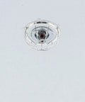 Heavy Duty Screw Mount Fire Sprinkler Guard Cage Shield mounted on ceiling, protecting sprinkler head with a steel cover.