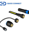 3 In 1 Quick Connect Rechargeable LED Work Light Kit With Magnetic Base And Flexible Gooseneck Light Plus Slim Bar Light Boss Level Brightness 4000mAh Battery And USB C Charge, showcasing multiple light attachments and quick connect feature.