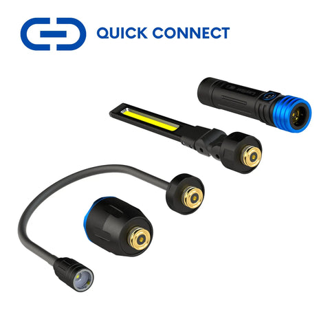 3 In 1 Quick Connect Rechargeable LED Work Light Kit With Magnetic Base And Flexible Gooseneck Light Plus Slim Bar Light Boss Level Brightness 4000mAh Battery And USB C Charge, showcasing multiple light attachments and quick connect feature.