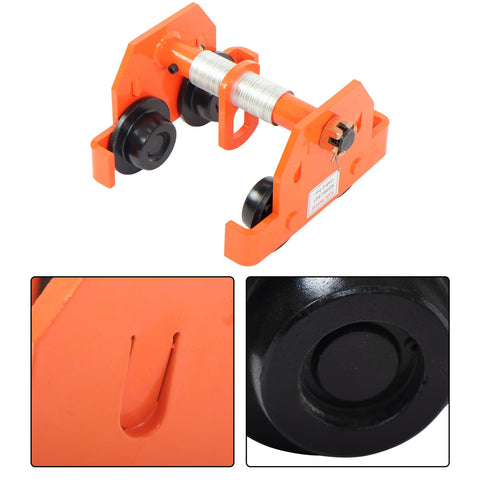 Manual Push Beam Trolley 2 Ton Built Tough Heavy Duty Alloy Steel For I Beam Adjustable 2.56 To 7.48 Inch Flange Width