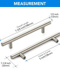 Dimensions of Brushed Nickel Cabinet Handles 5 Inch Hole Spacing Stainless Steel Drawer Pulls, showing measurements in inches.