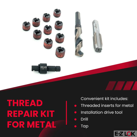 Heavy Duty Thread Repair Kit For Metal With 1/2-20 Carbon Steel Inserts And Installation Tools Quickly Repair Damaged Threads