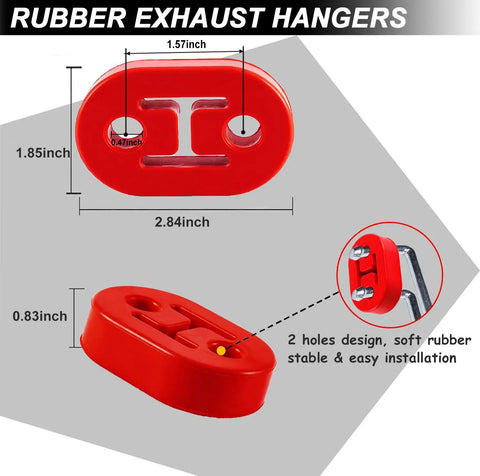 Heavy Duty Carotupy Exhaust Hanger Removal Pliers Plus Two Red Rubber Mounts Cut Rusty Clips Fast With Comfortable Grip For Any Auto Repair Shop Or DIY Mechanic, red EPDM hanger, 2.84in