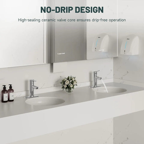Chrome Single Handle Bathroom Sink Faucet With Pop Up Drain And Overflow Included Durable Brass Construction Modern Vanity