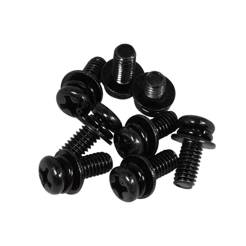 M4x10mm VESA Screws Set With Lock Washers And Flat Washers, 20 Pack, Phillips Head, Black Finish in a pile