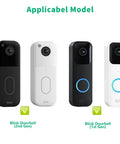 Black and white Blink Doorbell models 1st and 2nd Gen applicable for Anti Theft Video Doorbell Mount For Inward Swing Doors Weatherproof No Drill Kit For Renters Uber Easy Install And Theft Proof Keeps Doorbell Safe Without Blocking Sensor Fits Zero Point Eight Two To Two Inch Thick Black