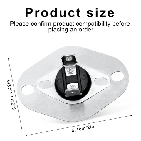 Primary 20162904 High Limit Switch for Furnace replacement part, metal and plastic, dimensions 5.1x3.6 cm, front view