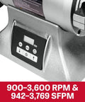 Built Like A Tank One Horsepower Variable Speed Disc Grinder And Belt Sander Combo Featuring Digital Readout controls with RPM details.
