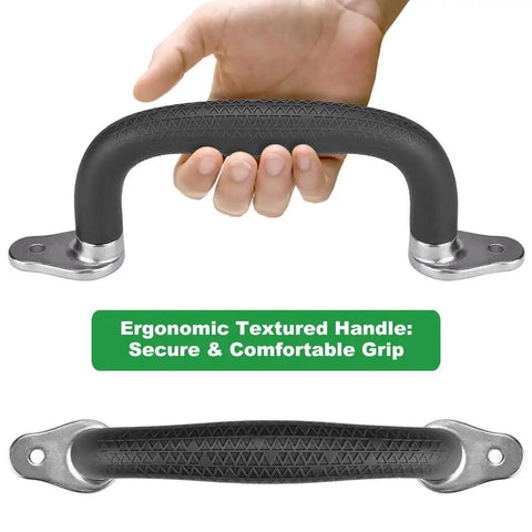 Black Non Slip Playground Safety Handles For Kids, Durable Indoor Outdoor Grab Handles For Playhouses, Treehouses, Climbing Frames, Jungle Gyms, And Swing Sets, 2 Pack