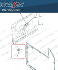 Dodge Ram Nylon Door Trim Panel Clips installation diagram for Ram 1500 2500 3500 Pickup 1994 on.