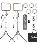 Pro Grade Video Light Kit With Dimmable LED Panels Adjustable Brightness And 3200K To 6500K Color Temperature Portable Black Lighting Kit
