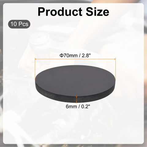 Built Tough Black Rubber Round Washers 10 Pack 70Mm Outer Diameter By 6Mm Thick Anti Vibration Spacers Gaskets Bushings showing product size.