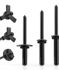 Heavy Duty Tri Grip Aluminum Pop Rivets With Waterproof O Rings Top Shelf Hardware Fasteners For Auto Body Work And Backyard Fixes 60 Piece Pack showing rivet types and designs.