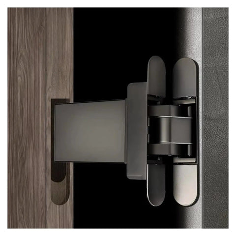 Heavy Duty 3D Invisible Hydraulic Door Closer With Soft Close For Wooden Doors Integrated Concealed Cross Hinge System Matt Black 80 Kg