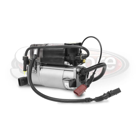 Heavy Duty Air Ride Suspension Compressor Pump Replacement For 2002 Through 2010 Audi A8 Quattro angled view with wiring.