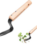 Root Lifter Weeding Tool For Lawn And Yard Hand Weeder With Angled Head For Easy Weed Removal And Deep Root Digging Stainless Rust Proof Steel Yard Tool For Tough Weeds with wooden handle and angled steel head.