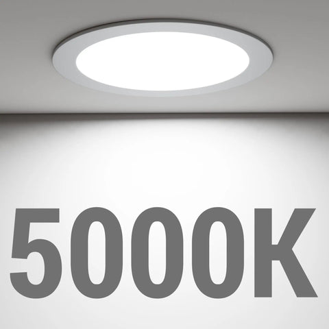 Ceiling view of Six Pack 4 Inch LED Recessed Light Dimmable 5000K Daylight 750LM Ultra Thin Canless Wafer Ceiling Light Fixture