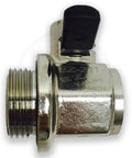 Side view of Oil Drain Valve 27mm 2.0 Thread Size Silver Engine Sump Drain with durable chrome finish and black lever.