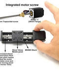 Solid Smooth XYZ Axis Slide With T06 Trapezoidal Lead Screw Linear Rail Motor Kit For Motorized Gantry Stage And Precise Z Axis 50mm Stroke Travel Ideal For CNC Router Mods And 3D Printer Upgrades That Crave Top Precision Built Tough For Pro Jobs. motorized Z axis slide with NEMA 11 motor, 50mm stroke, MGN8H block, and trapezoidal screw