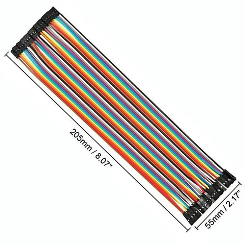 Multicolor 20cm Jumper Wires Set Female To Female Breadboard Ribbon Cables 40 Piece Assorted Kit 2.54mm Pitch Copper Clad Aluminum