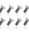8 Piece Stainless Steel Retaining Screws For Front Rear Brake Disc Rotors, Rust Proof Auto Hardware, close-up view of screws.
