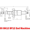Beefy DFU1605 Ball Screw With Double Nut BK12 BF12 End Machined Right Hand Thread C7 Rolled Ball Screw technical diagram
