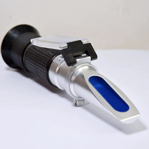 3 In 1 Honey Refractometer With ATC For Honey Moisture Brix And Baume Readings 12 27 Percent Moisture 58 90 Percent Brix 38 43 Percent Baume For Honey Maple Syrup And Molasses Beekeeping Essential handheld metal model