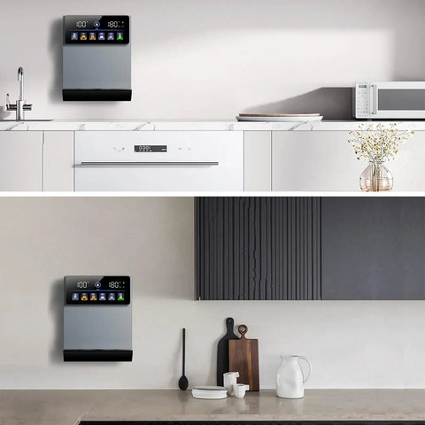 Wall Mounted Mains Fed Water Dispenser With 3S Instant Hot Water, Electronic Child Lock, Intelligent Touch Screen in kitchen