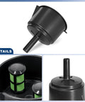 Heavy Duty Universal Fuel Filter Funnel With Tough Mesh Screen 12 Gpm Gas Diesel Water Separator top view showing black plastic and mesh filter