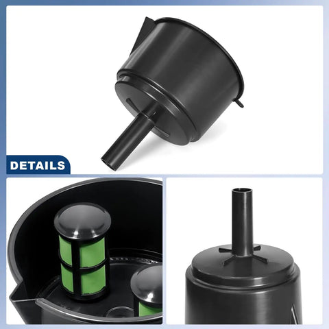 Heavy Duty Universal Fuel Filter Funnel With Tough Mesh Screen 12 Gpm Gas Diesel Water Separator top view showing black plastic and mesh filter