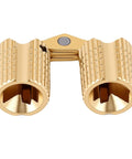 Ten Pack Brass Hidden Cabinet Hinges M8x18mm With Concealed Cylinders, 180 Degree Opening, polished brass, close-up view