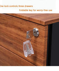 Lock detail on Rolling 3 Drawer Office Filing Cabinet With Lock, Mobile Printer Stand Under Desk Storage, Blanc