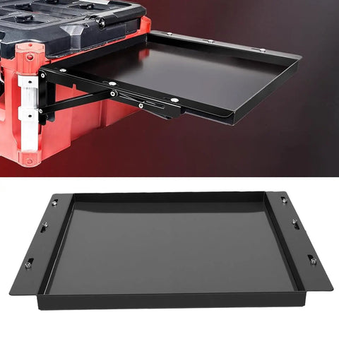 Heavy Duty Foldable Work Table With Removable Magnetic Tool Tray Versatile Mobile Workbench Quick Assemble Solid Design sliding tray attached to toolbox