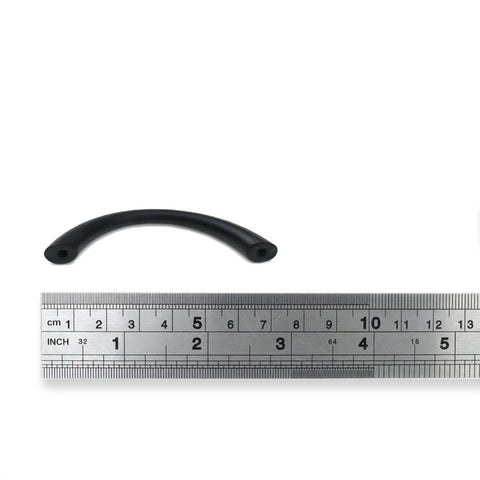 6 Pack Two And A Half Inch Hole Center Solid Arch Drawer Pulls Bow Curved Dresser Handles Matte Black with ruler measurement