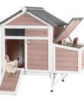 Cozy Two Chickens Outdoor Wooden Chicken Coop With Expandable Run Nesting Box And Pull Out Tray Sturdy Weather Resistant