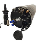 Heavy Duty 3.2KW Water Cooled Automatic Tool Spindle For CNC Machines showing plumbing connections and electrical ports.